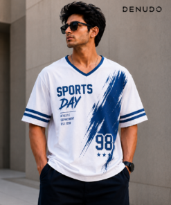 men's-white-&-blue-sports-day-graphic-printed -oversized-t-shirt