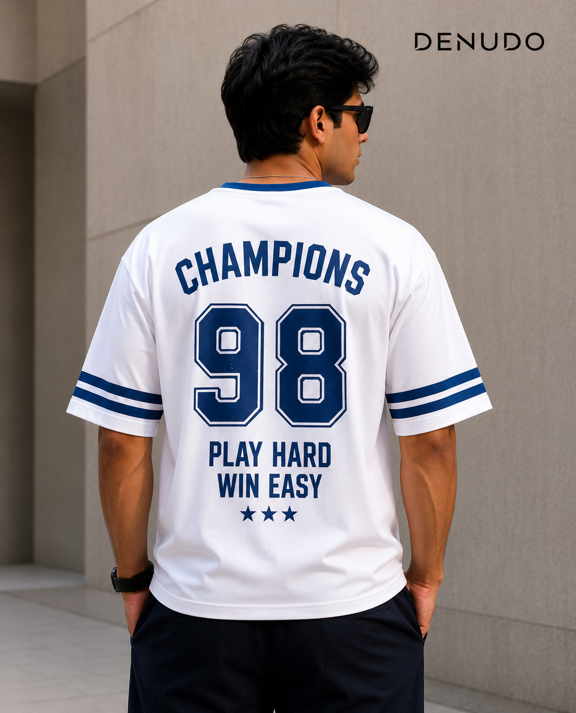 men's-white-&-blue-sports-day-graphic-printed -oversized-t-shirt