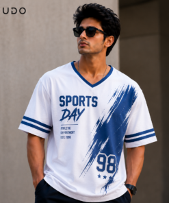 men's-white-&-blue-sports-day-graphic-printed -oversized-t-shirt