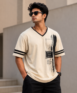 mens-graphic-printed-oversized -vneck-tshirt