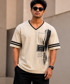 mens-graphic-printed-oversized -vneck-tshirt