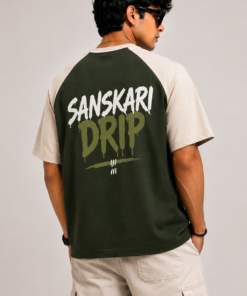 men's-green-sanskari-drip-typography-t-shirt