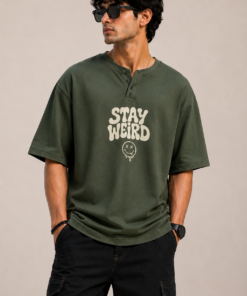 men's-green-stay-weird-typography-oversized-t-shirt