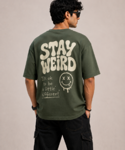 men's-green-stay-weird-typography-oversized-t-shirt